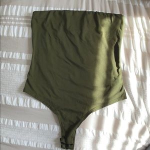 Army green tube top body suit